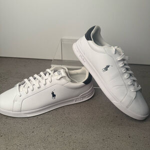 White and navy Polo Ralph Lauren trainers sz 14